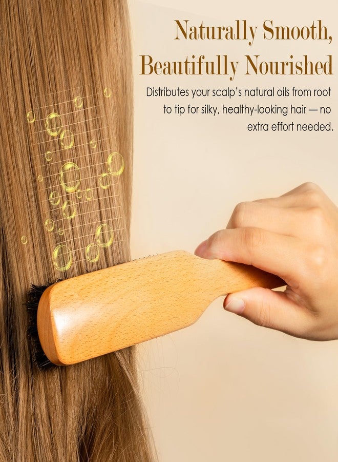 STYLEMATE Slick Back Hair Brush for Women Men Kid, Natural Soft Boar Bristle Hair Brush for Thin & Fine Hair, Smoothing Hairbrush for Polishing, Deepening & Styling - Image 2